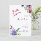 Invitations de douche nuptiale Fleur sauvage viole (Debout devant)