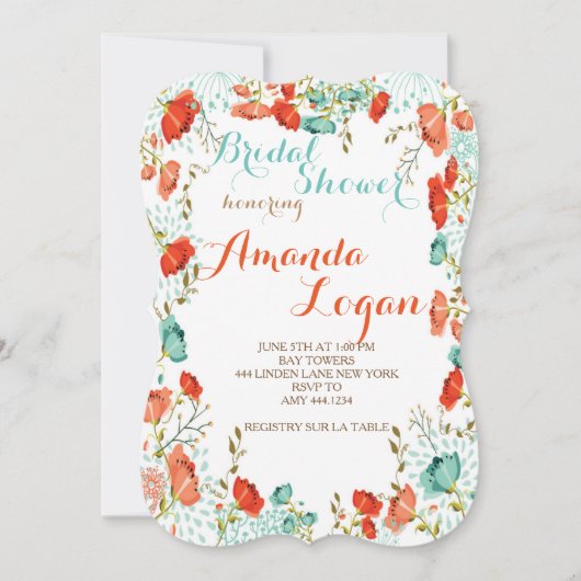 Invitations de douche nuptiale fleurie printemps é (Devant)