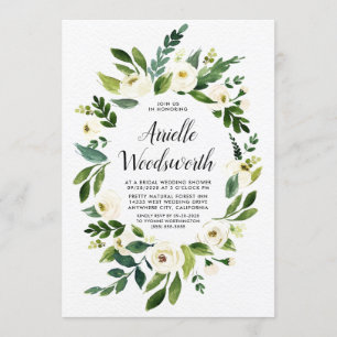 Invitations de douche nuptiale fleurie verte ivoir