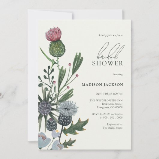 Invitations de douche nuptiale fleurs sauvages (Devant)