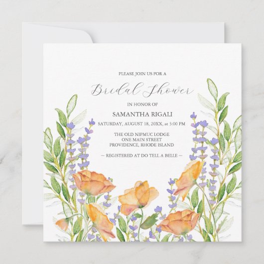 Invitations de douche nuptiale fleurs sauvages (Devant)