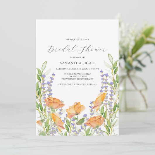 Invitations de douche nuptiale fleurs sauvages (Debout devant)