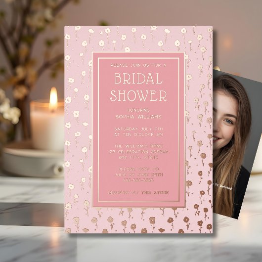 Invitations de douche nuptiale Floral Blush Pink F