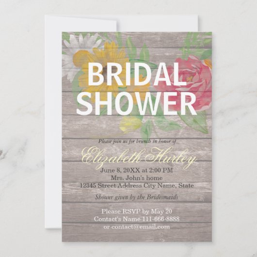 Invitations de douche nuptiale florale (Devant)