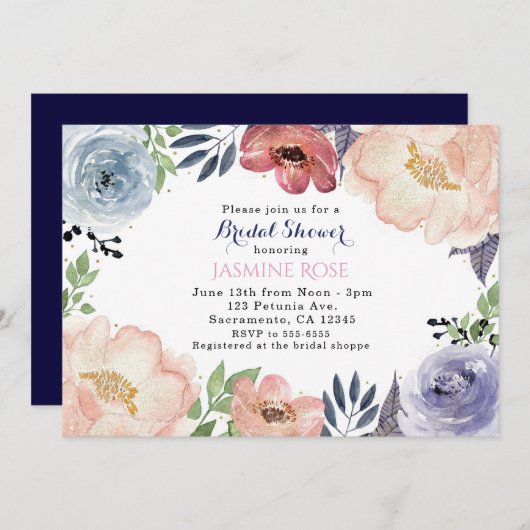 Invitations de douche nuptiale Florale moderne (Devant / Derrière)