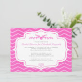 Invitations de douche nuptiale Fuchsia Chevron (Debout devant)