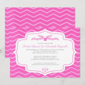 Invitations de douche nuptiale Fuchsia Chevron (Devant / Derrière)