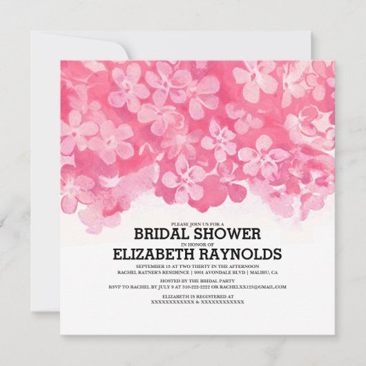 Invitations de douche nuptiale Fuchsia Fleurs (Devant)