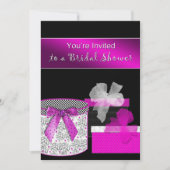 Invitations de douche nuptiale - Fuschia et Black (Devant)