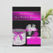 Invitations de douche nuptiale - Fuschia et Black (Debout devant)