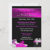 Invitations de douche nuptiale - Fuschia et Black (Dos)