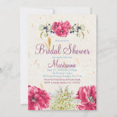 Invitations de douche nuptiale Fuschia et ivoires (Devant)