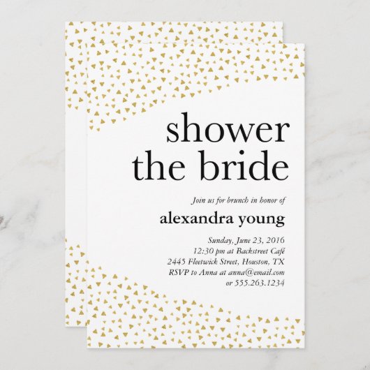 Invitations de douche nuptiale géométrique Or (Devant / Derrière)
