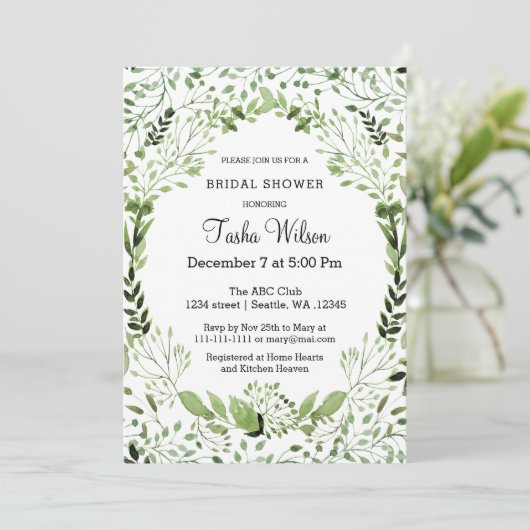 Invitations de douche nuptiale Glam Greenery (Debout devant)