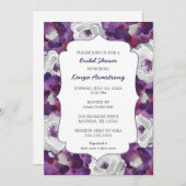 Invitations de douche nuptiale gris argenté violet (Devant / Derrière)