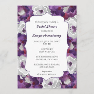 Invitations de douche nuptiale gris argenté violet