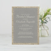 Invitations de douche nuptiale Gris Burlap (Debout devant)