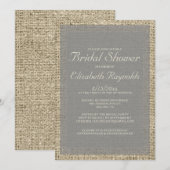 Invitations de douche nuptiale Gris Burlap (Devant / Derrière)
