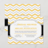 Invitations de douche nuptiale gris et jaune Chevr (Devant / Derrière)