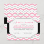 Invitations de douche nuptiale gris et rose Chevro (Devant / Derrière)