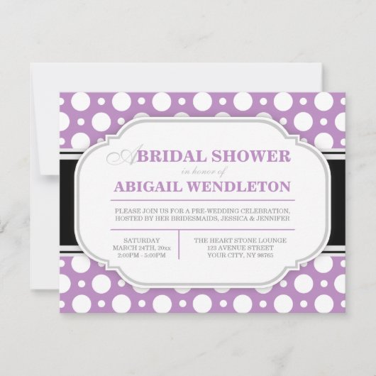 Invitations de douche nuptiale Gris et violet Polk (Devant)