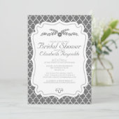 Invitations de douche nuptiale Gris Quatrefoil (Debout devant)
