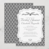 Invitations de douche nuptiale Gris Quatrefoil (Devant / Derrière)
