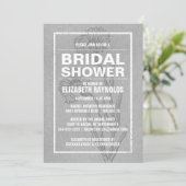 Invitations de douche nuptiale gris rustique (Debout devant)