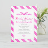 Invitations de douche nuptiale Hot Pink Stripes (Debout devant)