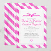 Invitations de douche nuptiale Hot Pink Stripes (Devant / Derrière)