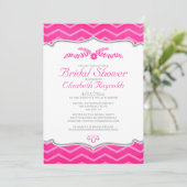 Invitations de douche nuptiale Hot Rose Zigzag (Debout devant)