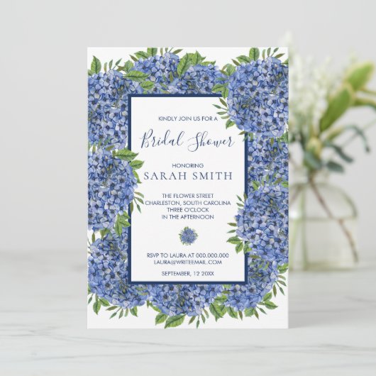Invitations De Douche Nuptiale Hydrangea Avec Enve (Debout devant)
