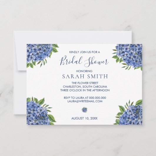 Invitations De Douche Nuptiale Hydrangea Avec Enve (Devant)