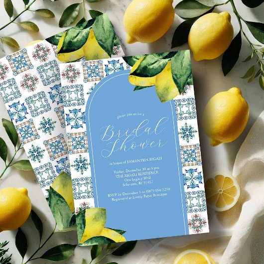 Invitations de douche nuptiale italienne bleu et j