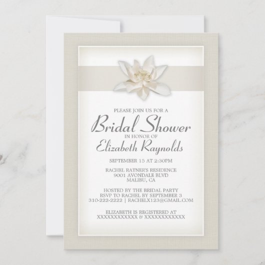 Invitations de douche nuptiale ivoire (Devant)