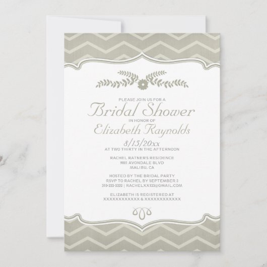 Invitations de douche nuptiale Ivory Zigzag (Devant)