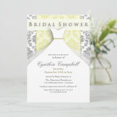 Invitations de douche nuptiale Jaune/Argent Damas (Debout devant)