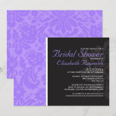 Invitations de douche nuptiale Lavender Damask (Devant / Derrière)