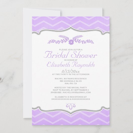 Invitations de douche nuptiale Lavender Zigzag (Devant)