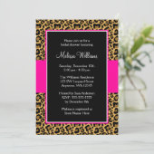 Invitations de douche nuptiale Leopard Hot rose (Debout devant)