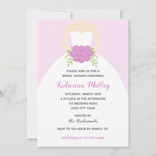 Invitations de douche nuptiale Lilac (Mariage Gown (Devant)