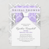 Invitations de douche nuptiale Lilac/Silver Damask (Devant / Derrière)