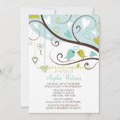 Invitations de douche nuptiale Lovebirds bleu et v (Dos)