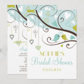 Invitations de douche nuptiale Lovebirds bleu et v (Devant / Derrière)