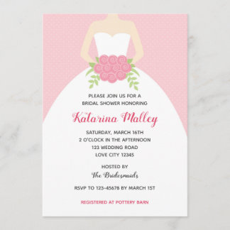 Invitations de douche nuptiale (Mariage Gown en ro