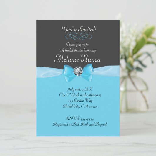 Invitations de douche nuptiale Mariage noire (Debout devant)