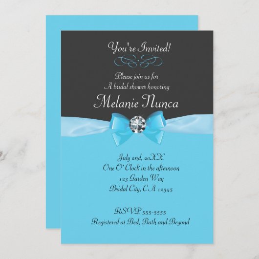 Invitations de douche nuptiale Mariage noire (Devant / Derrière)