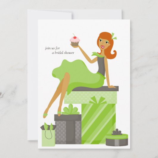 Invitations de douche nuptiale {Mariée à tête roug (Devant)