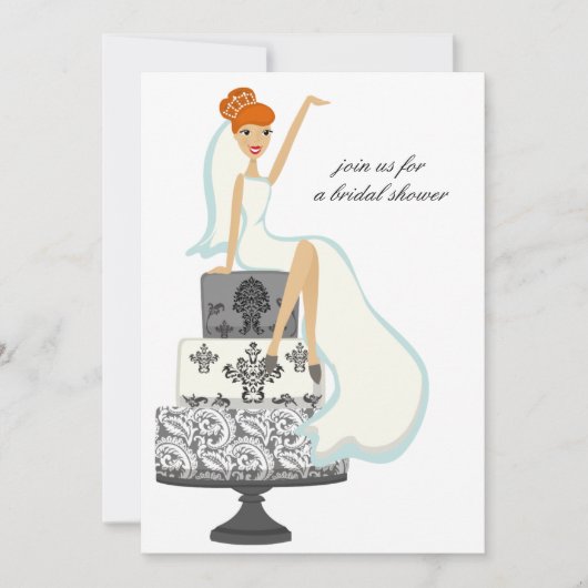 Invitations de douche nuptiale {Mariée à tête roug (Devant)