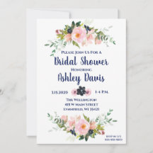 Invitations de douche nuptiale Marine rose Brunch